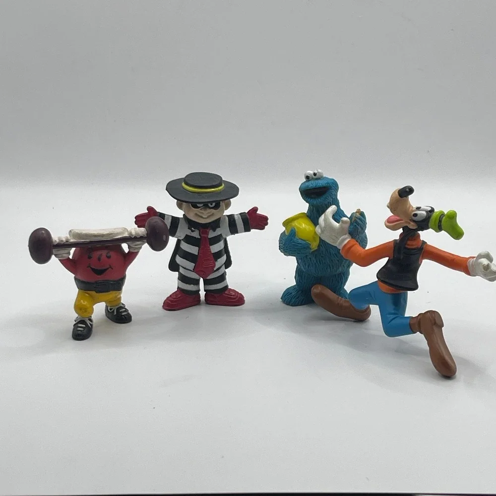 VTG 90s PVC Figure Lot McDonald's Hamburglar Cookie Monster Goofy Kool-Aid Man